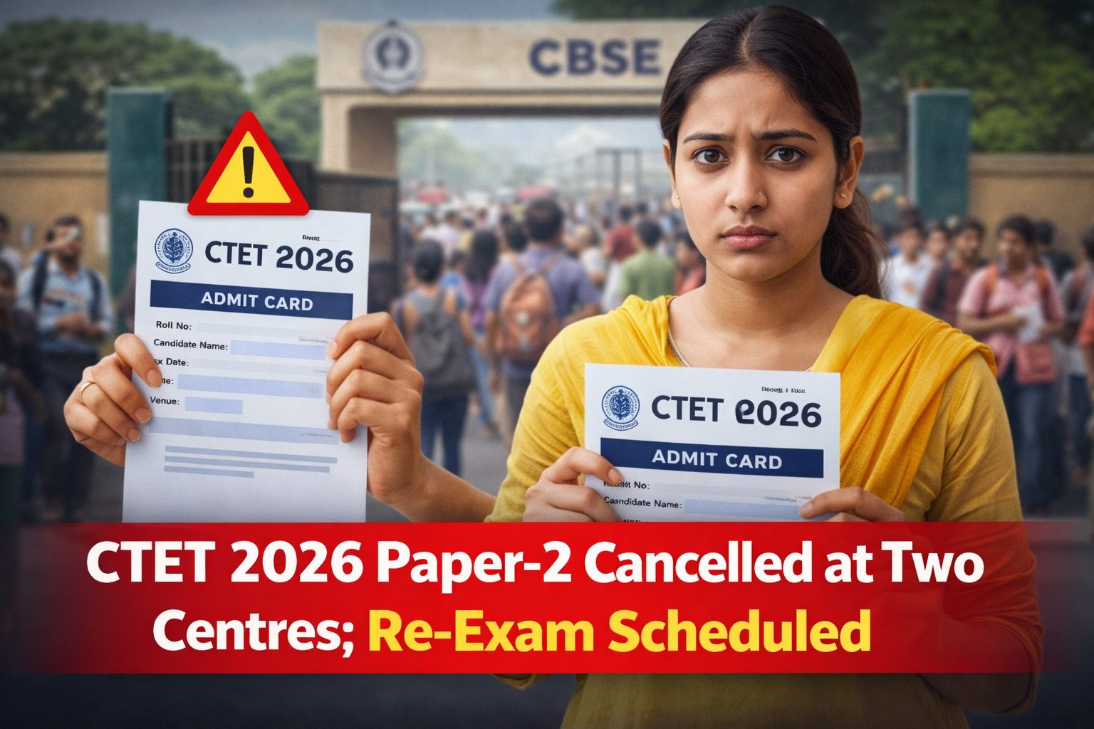 CTET 2026 Paper-2 Cancelled at Two Centres Re-Exam Scheduled